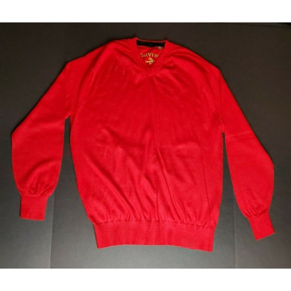 Orvis Men's V-Neck Sweater Size Large Red Pullover Lightweight Long Sleeve - Picture 1 of 5